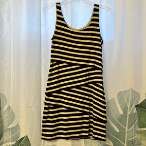 LOFT Very Flattering Tiered Striped Dress